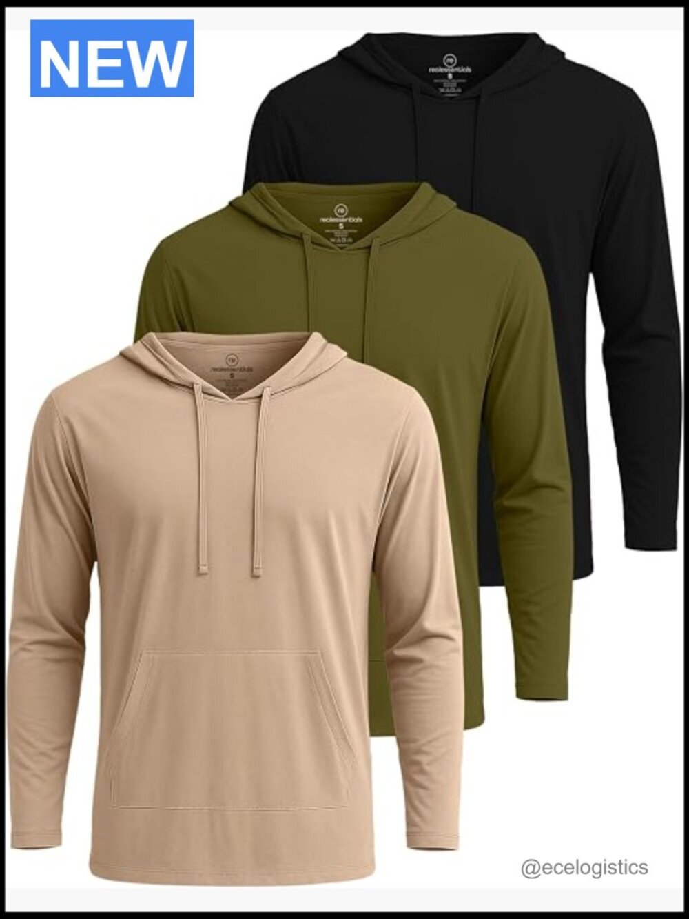 3 Pack Men's Cotton Pullover Hoodies with Pocket, Big & Tall